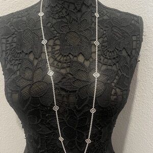 Kendra Scott Silver Long Necklace with Geometric Charms